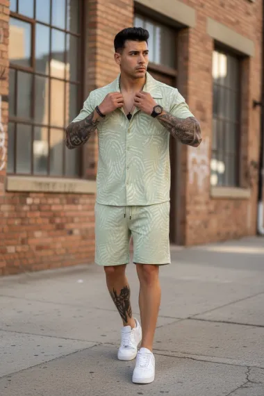 Compleu de vara camasa + pantaloni verde 3176 28-5.3