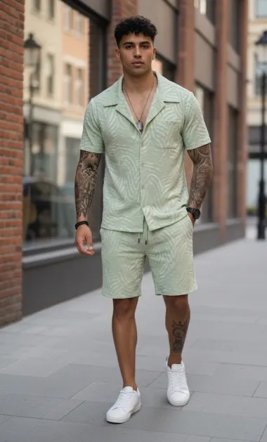 Compleu de vara camasa + pantaloni verde 3176 28-5.3