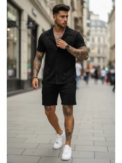 Compleu de vara camasa + pantaloni negru 3176 32-1.1