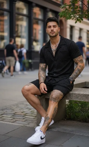 Compleu de vara camasa + pantaloni negru 3176 32-1.1