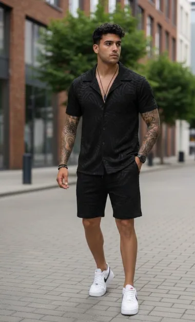 Compleu de vara camasa + pantaloni negru 3176 32-1.1