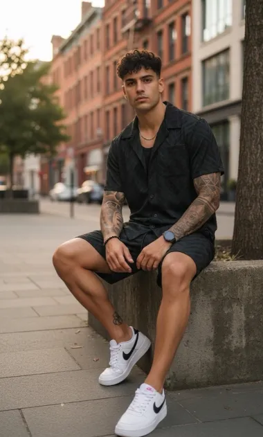 Compleu de vara camasa + pantaloni negru 3176 32-1.1