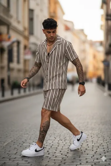 Compleu de vara camasa + pantaloni maro 3177 83-2.2