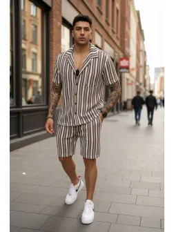 Compleu de vara camasa + pantaloni maro 3177 83-2.2