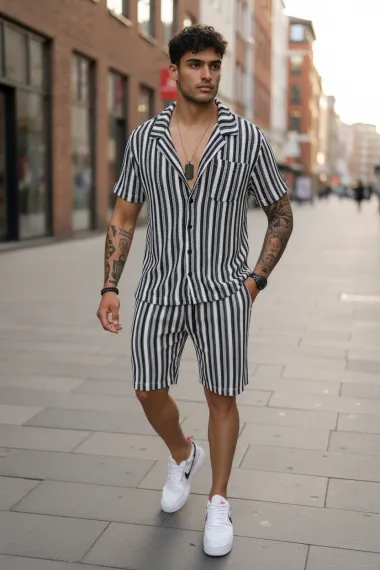 Compleu de vara camasa + pantaloni dungi 3177 89-1.2