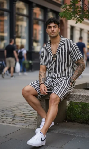 Compleu de vara camasa + pantaloni dungi 3177 89-1.2