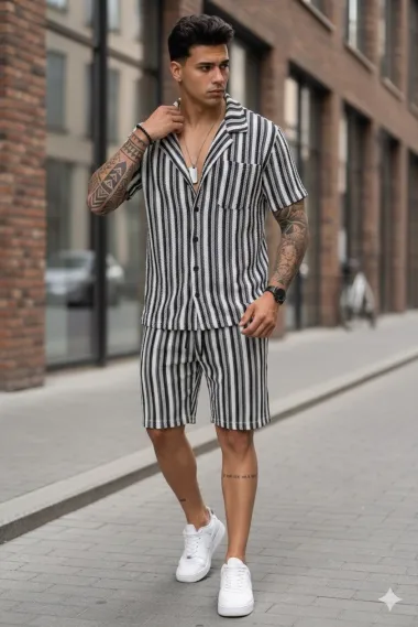 Compleu de vara camasa + pantaloni dungi 3177 89-1.2