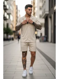 Compleu de vara camasa + pantaloni bej 3178 39-2.1