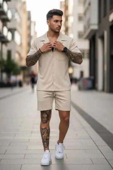 Compleu de vara camasa + pantaloni bej 3178 39-2.1