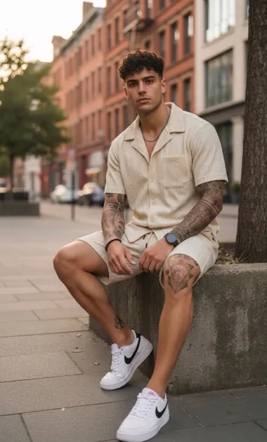 Compleu de vara camasa + pantaloni bej 3178 39-2.1