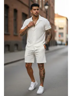 Compleu de vara camasa + pantaloni alb 3178 41-3.1