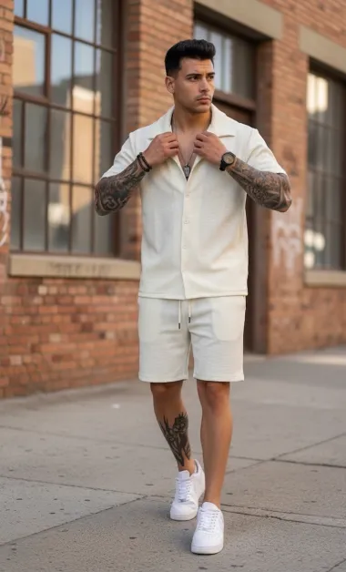 Compleu de vara camasa + pantaloni alb 3178 41-3.1