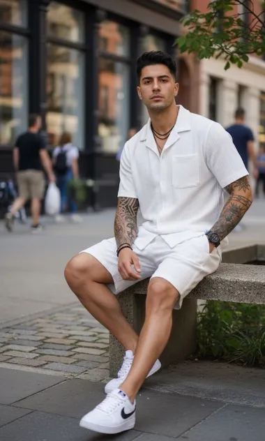 Compleu de vara camasa + pantaloni alb 3178 41-3.1