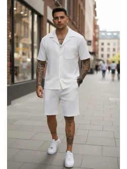 Compleu de vara camasa + pantaloni alb 3179 42-1.3