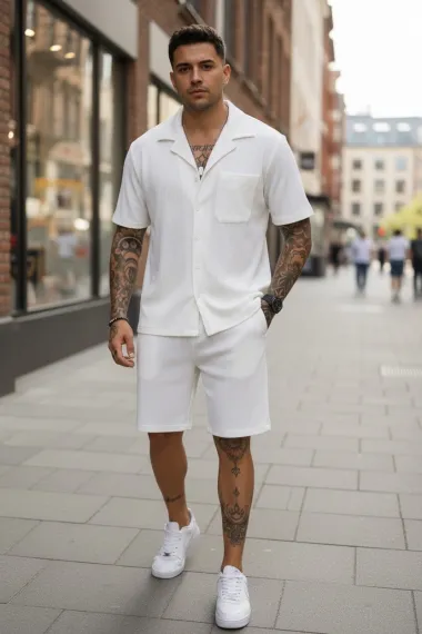 Compleu de vara camasa + pantaloni alb 3179 42-1.3