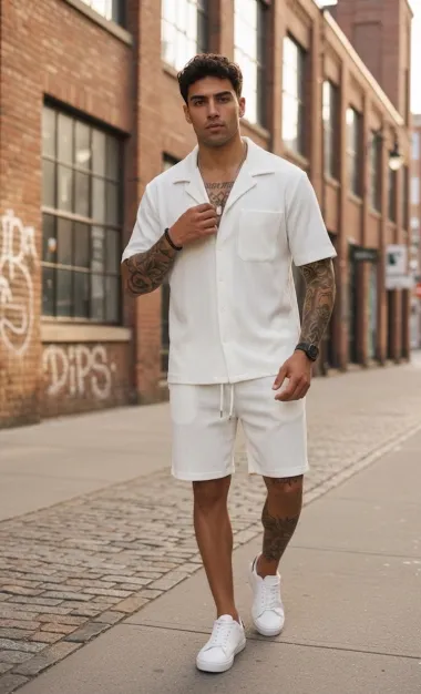 Compleu de vara camasa + pantaloni alb 3179 42-1.3