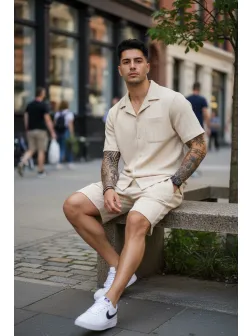 Compleu de vara camasa + pantaloni bej 3179 42-2.3