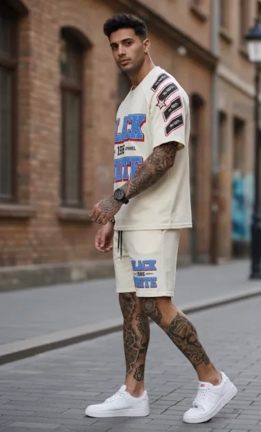 Compleu de vara tricou + pantaloni bej 5067 31-5