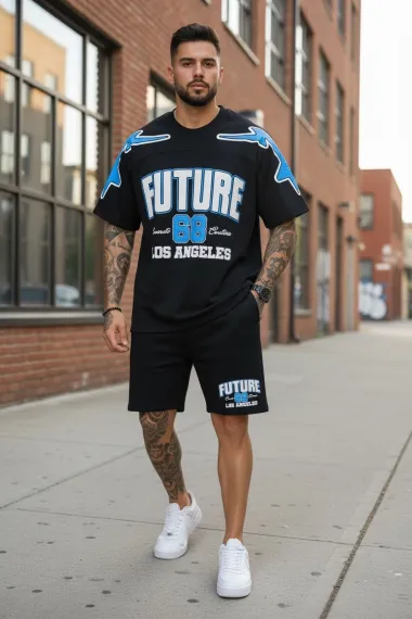 Compleu de vara tricou + pantaloni, negru 5068 27-3.2