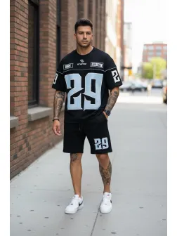 Compleu de vara tricou + pantaloni, negru 5069 34-3.2