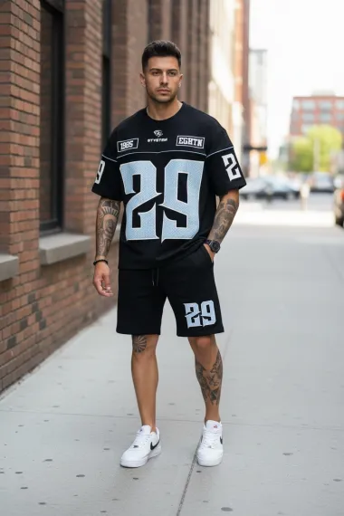 Compleu de vara tricou + pantaloni, negru 5069 34-3.2