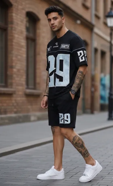 Compleu de vara tricou + pantaloni, negru 5069 34-3.2