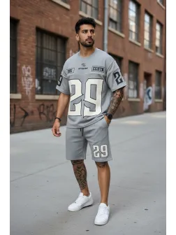 Compleu de vara tricou + pantaloni, gri 5069 34-4.2