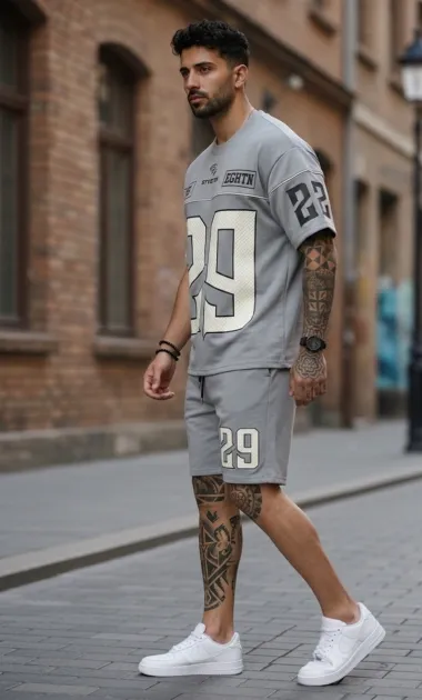 Compleu de vara tricou + pantaloni, gri 5069 34-4.2