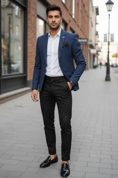 Sacou barbati bleumarin slim fit B8340 Z8