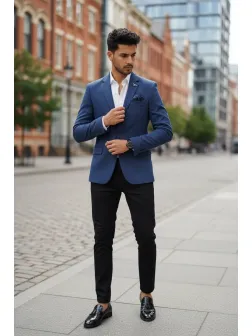 Sacou barbati bleumarin slim fit B8340 Z8