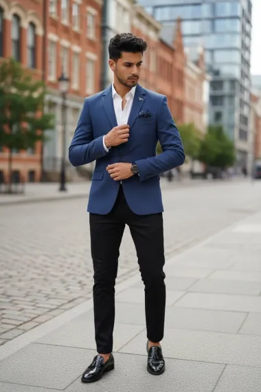 Sacou barbati bleumarin slim fit B8340 Z8