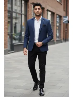 Sacou barbati bleumarin slim fit B8340 Z8