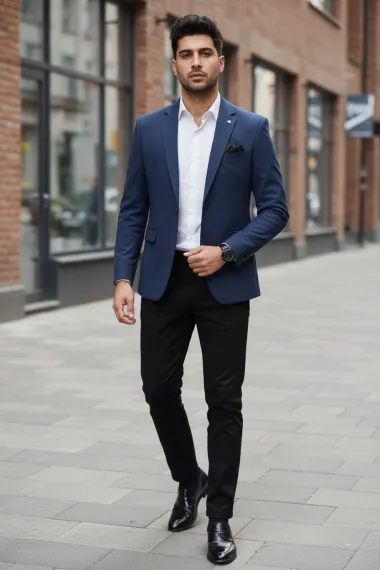 Sacou barbati bleumarin slim fit B8340 Z8