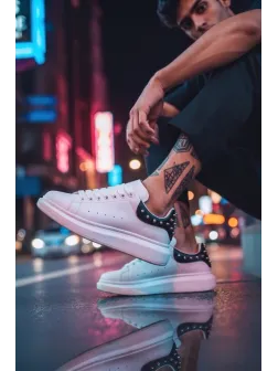 Adidasi barbati casual, albi cu negru 6626 N17-3