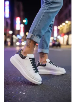 Adidasi dama albi cu negru casual, 6626 N17-3