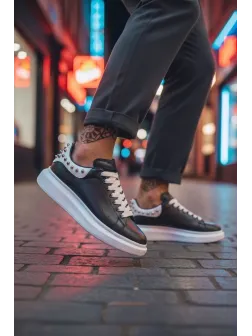 Adidasi barbati casual, negri cu alb 6626 N17-3