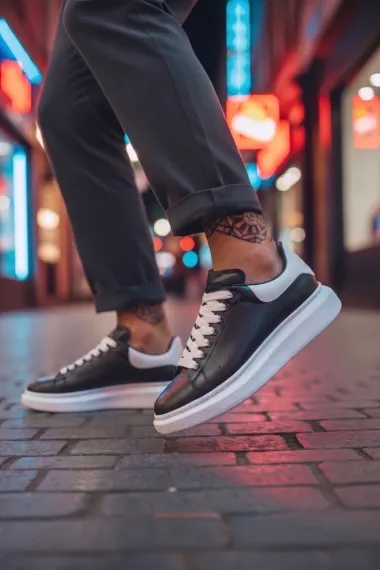 Adidasi barbati casual negri talpa alba VIP ZR 777