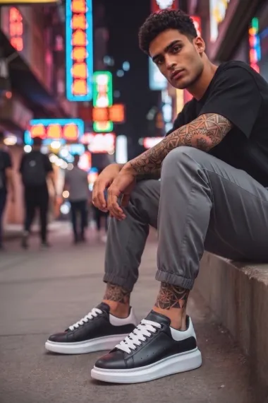 Adidasi barbati casual negri talpa alba VIP ZR 777