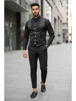 Vesta barbati eleganta slim fit, neagra, 13261 19-4