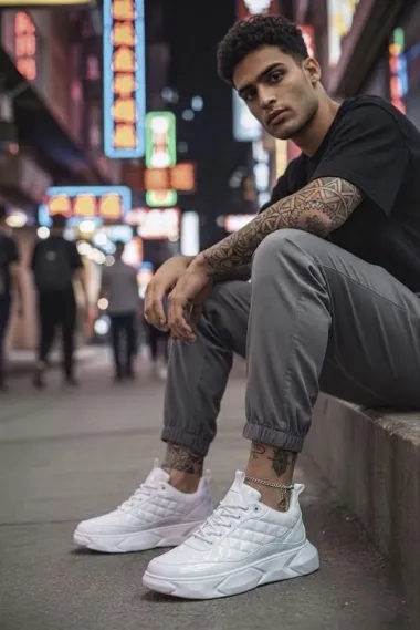 Adidasi barbati casual, albi 23021