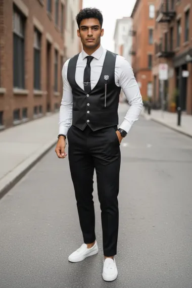 Tinuta barbati smart casual Pantaloni +Vesta V73