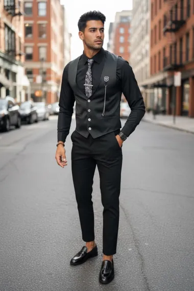 Tinuta barbati smart casual Pantaloni +Vesta V73