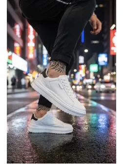 Adidasi barbati casual albi cu negru 069 N11-2