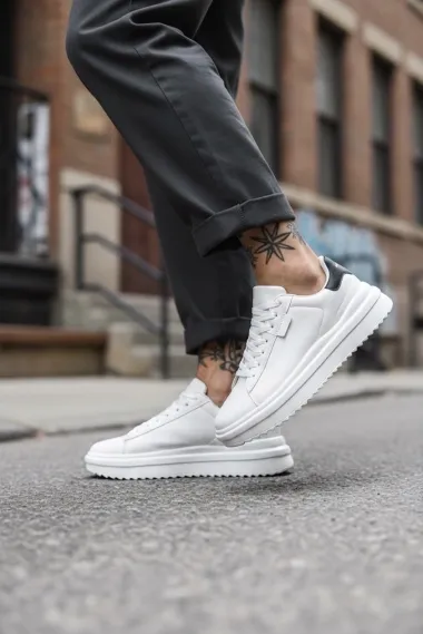 Adidasi barbati casual albi cu negru 069 N11-2