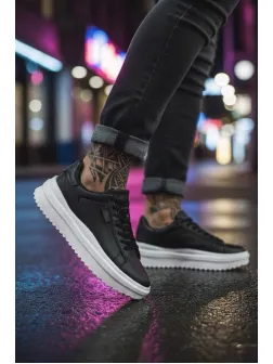 Adidasi barbati casual negru cu alb 069 T15-4