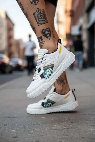 Adidasi barbati albi cu verde 93