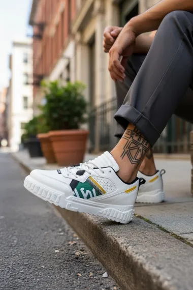 Adidasi barbati albi cu verde 93