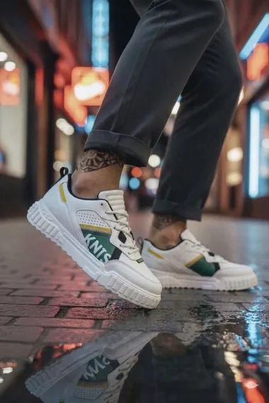 Adidasi barbati albi cu verde 93