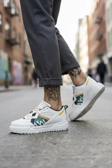 Adidasi barbati albi cu verde 93