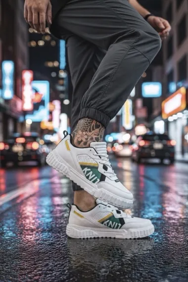 Adidasi barbati albi cu verde 93